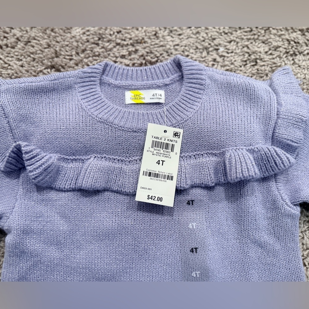 Epic Threads Lilac Ruffle Crew Neck Sweater - Picture 4 of 5